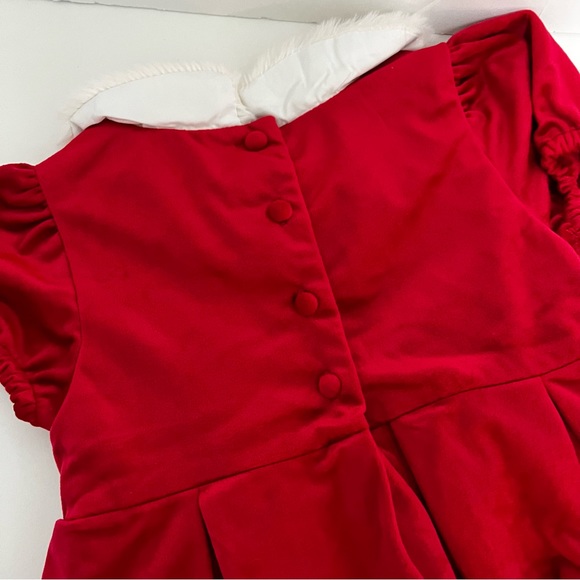 Max Studio Crimson Red Girls Faux Fur Collar Velour Dress With Hair Clip - Picture 5 of 8